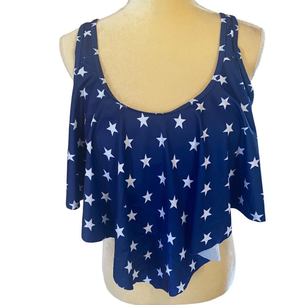 Blue & White Star Tankini Top XL